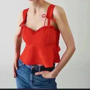 Zara small red crop NEW